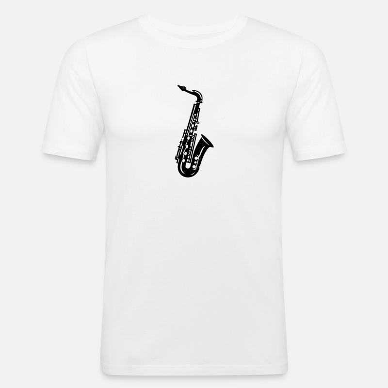 Saxophon - Männer Slim Fit T-Shirt - Weiß