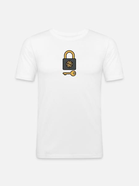 Crypto Security | Lock & Key Symbol - Men's Slim Fit T-Shirt - white