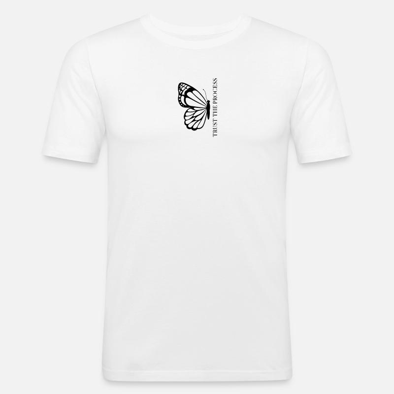 Trust the Process Butterfly Minimal Tee - Männer Slim Fit T-Shirt - Weiß