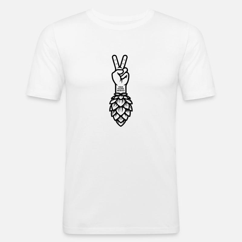 Friede Freunde Bierchen - Männer Slim Fit T-Shirt - Weiß