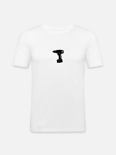 Akkuschrauber - Männer Slim Fit T-Shirt - Weiß