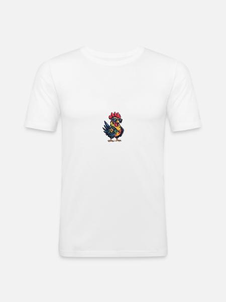 Hahn Comic Cool Sommer - Männer Slim Fit T-Shirt - Weiß