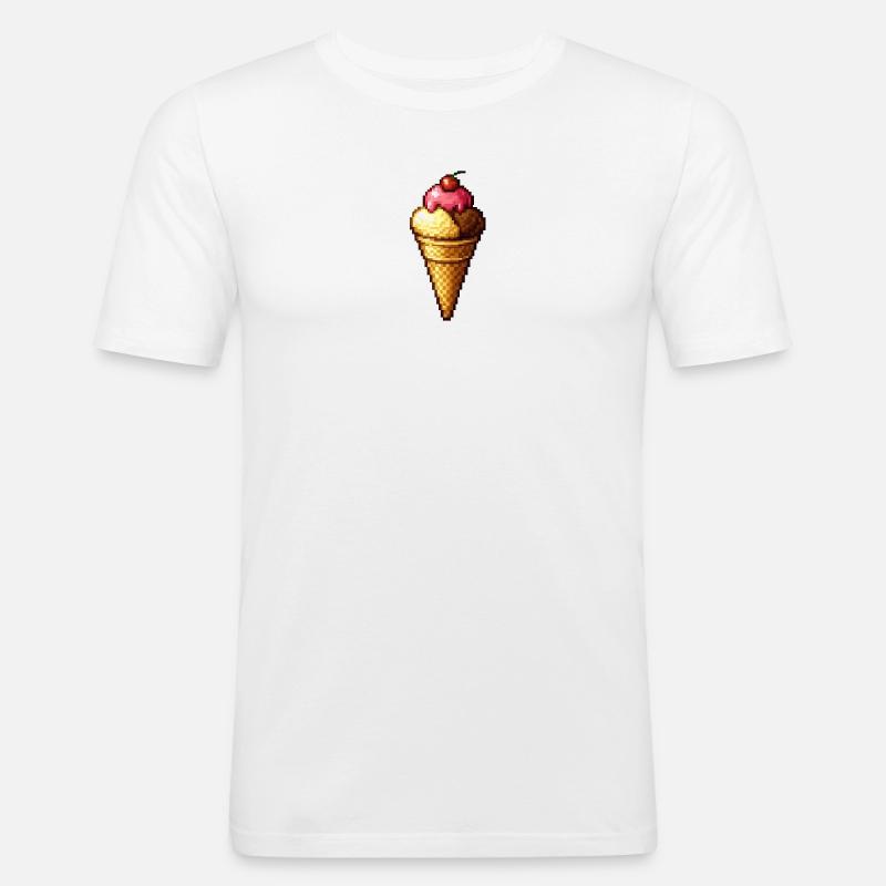 Retro Pixel Eiscreme Cone - Männer Slim Fit T-Shirt - Weiß