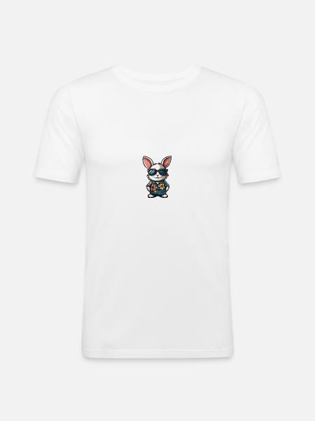 Hase Comic Cool Sommer - Männer Slim Fit T-Shirt - Weiß