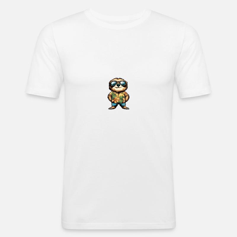 Faultier Cool Sommer - Männer Slim Fit T-Shirt - Weiß