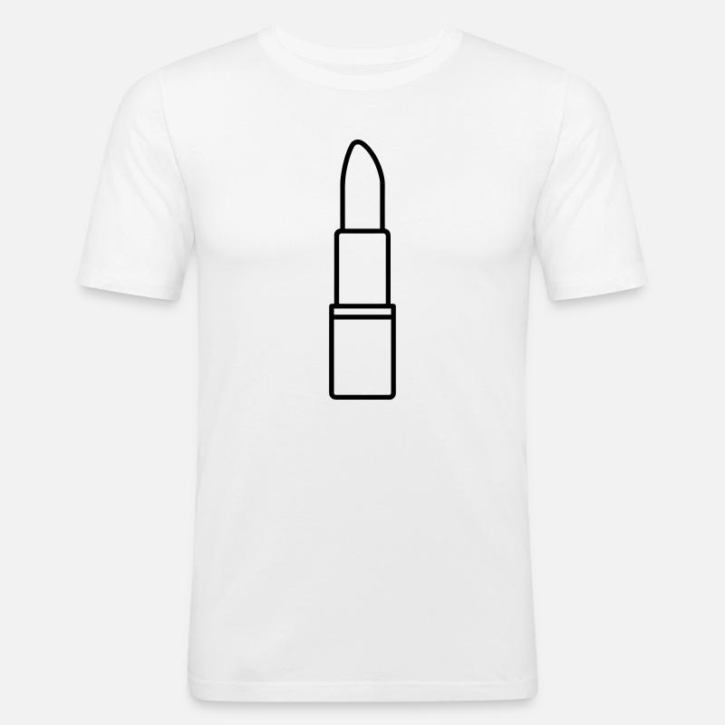Lippenstift - Männer Slim Fit T-Shirt - Weiß
