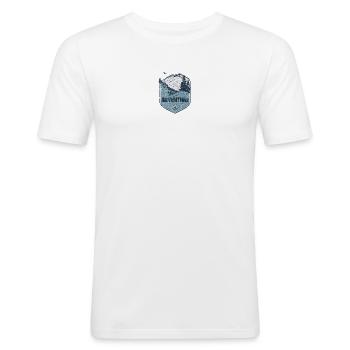 Mountain Bike Adventure Badge - Men's Slim Fit T-Shirt - white - Front - Nik (191cm)