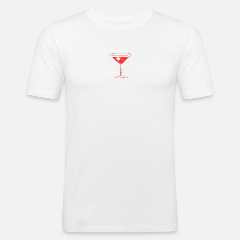 Olive im Martini - Männer Slim Fit T-Shirt - Weiß