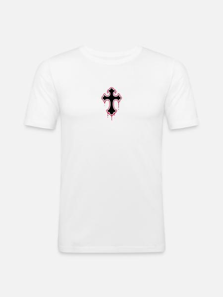 gothic, splatter, cross - Men's Slim Fit T-Shirt - white