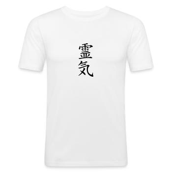 REIKI Symbol - Männer Slim Fit T-Shirt - Weiß - Vorne - Nik (191cm)