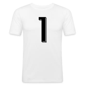 Nummer 1 - Zahl EINS Trikotnummer 1 Jahr - Männer Slim Fit T-Shirt - Weiß - Vorne - Nik (191cm)