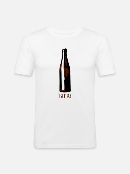 BIER - Männer Slim Fit T-Shirt - Weiß