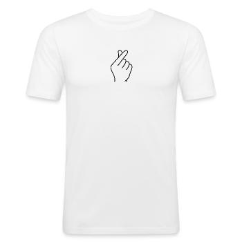 Cross Finger Gesture - Gen Z Heart - Men's Slim Fit T-Shirt - white - Front - Nik (191cm)