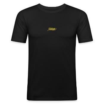 Vintage - Men's Slim Fit T-Shirt - black - Front - Nik (191cm)