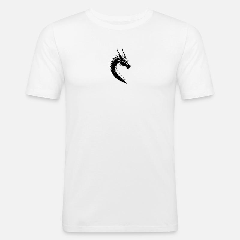 Long - Chinesischer Drache - Männer Slim Fit T-Shirt - Weiß
