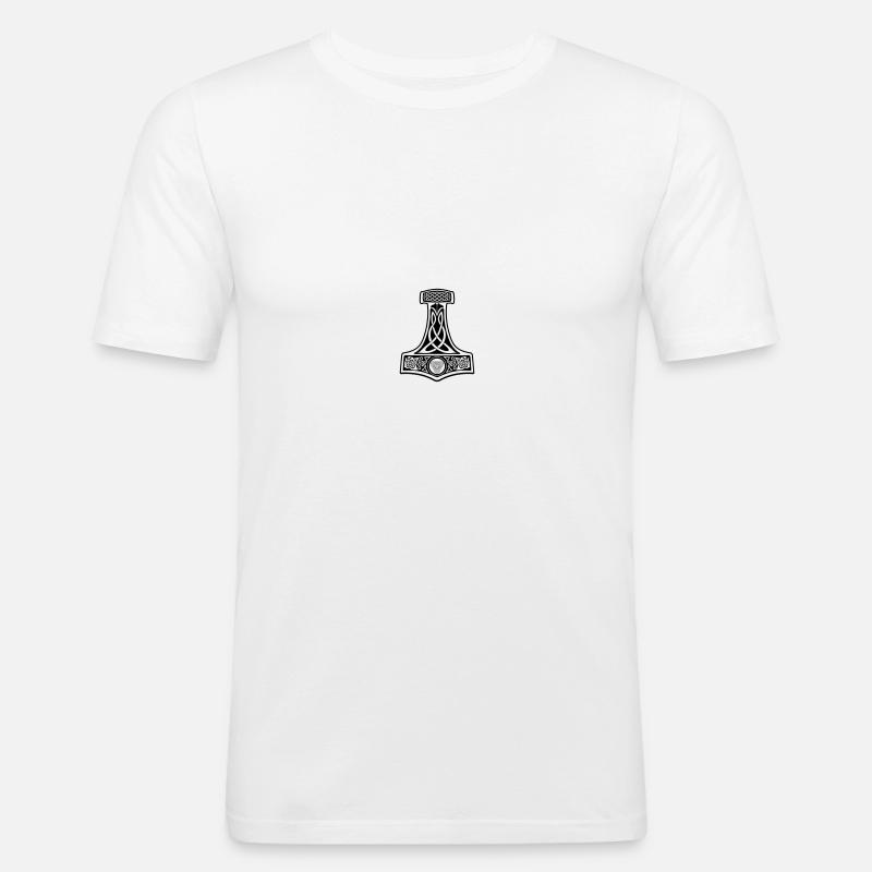 Viking Mjollnir Thor Hammer - Männer Slim Fit T-Shirt - Weiß