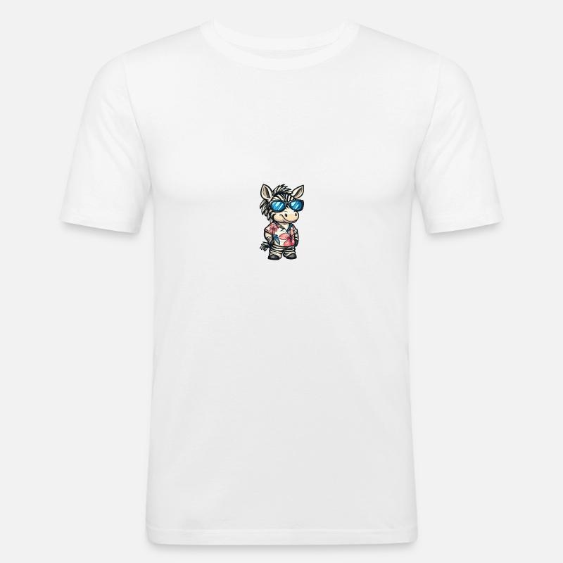 Zebra Comic Cool Summer - Men's Slim Fit T-Shirt - white