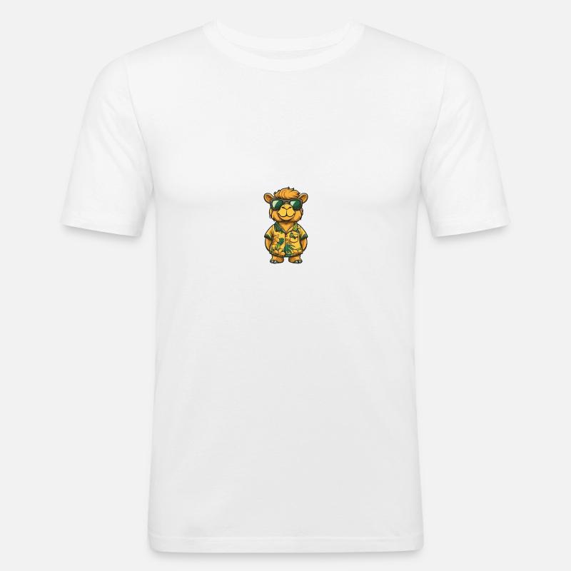 Kamel Comic Cool Sommer - Männer Slim Fit T-Shirt - Weiß