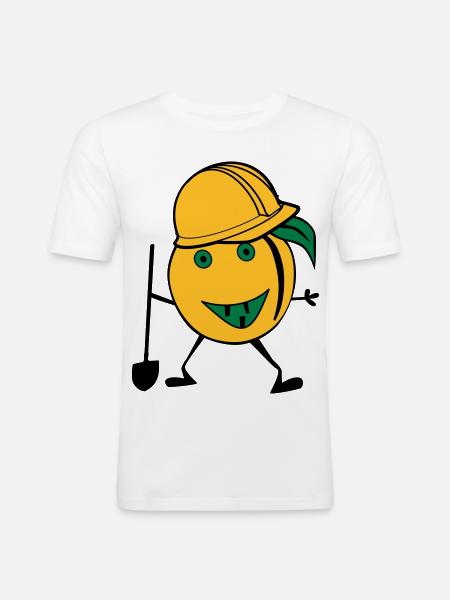 orange construction worker - Men's Slim Fit T-Shirt - white