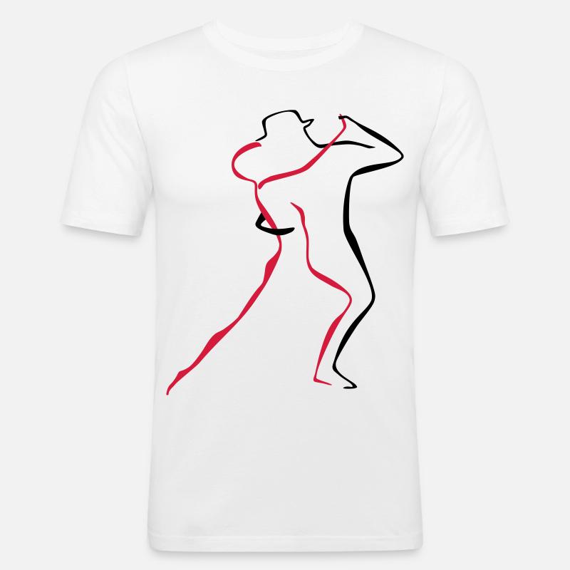 Tango-4-1 - Männer Slim Fit T-Shirt - Weiß