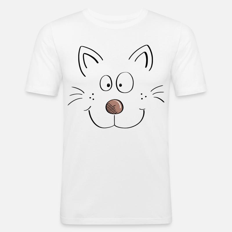 Lustiges Katzen Gesicht - Comic - Katze - Männer Slim Fit T-Shirt - Weiß