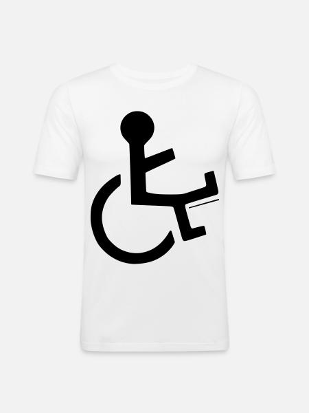 Rollstuhlfahrer mit gebrochenem Bein # - Männer Slim Fit T-Shirt - Weiß