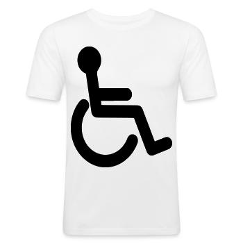 Symbole de base du fauteuil roulant # - T-shirt près du corps Homme - blanc - Devant - Nik (191cm)