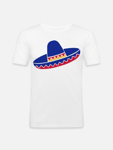 Sombrero Azul de Fiesta - Men's Slim Fit T-Shirt - white