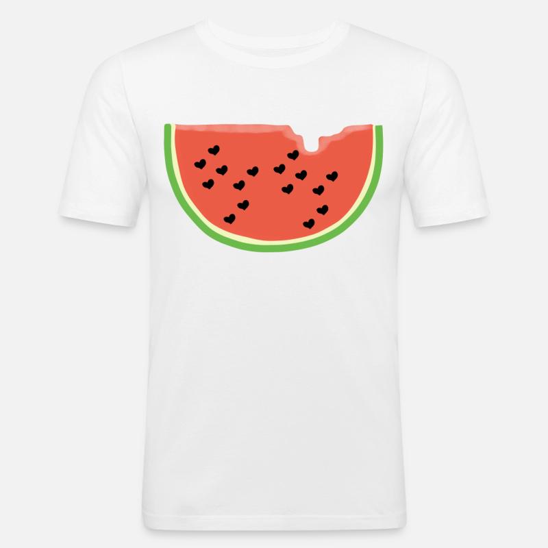 Melone mit Herz - Geschenk - Wassermelone - Comic - Männer Slim Fit T-Shirt - Weiß