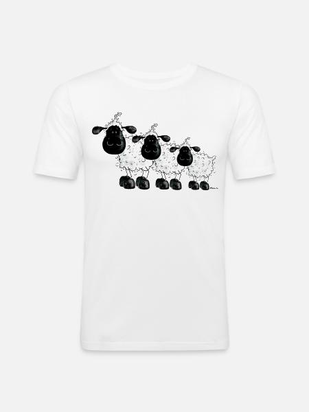Mouton - Moutons - T-shirt près du corps Homme - blanc