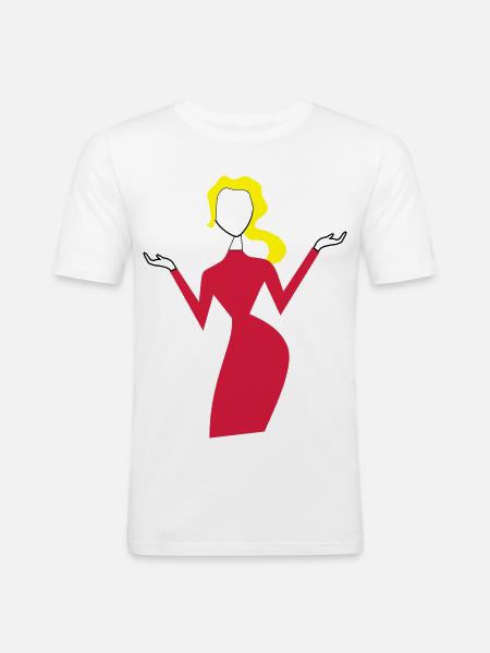 frau - Männer Slim Fit T-Shirt - Weiß
