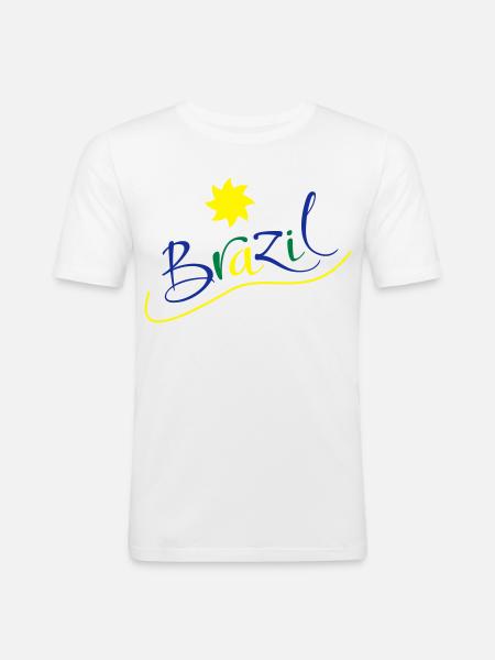 brasilien - Männer Slim Fit T-Shirt - Weiß