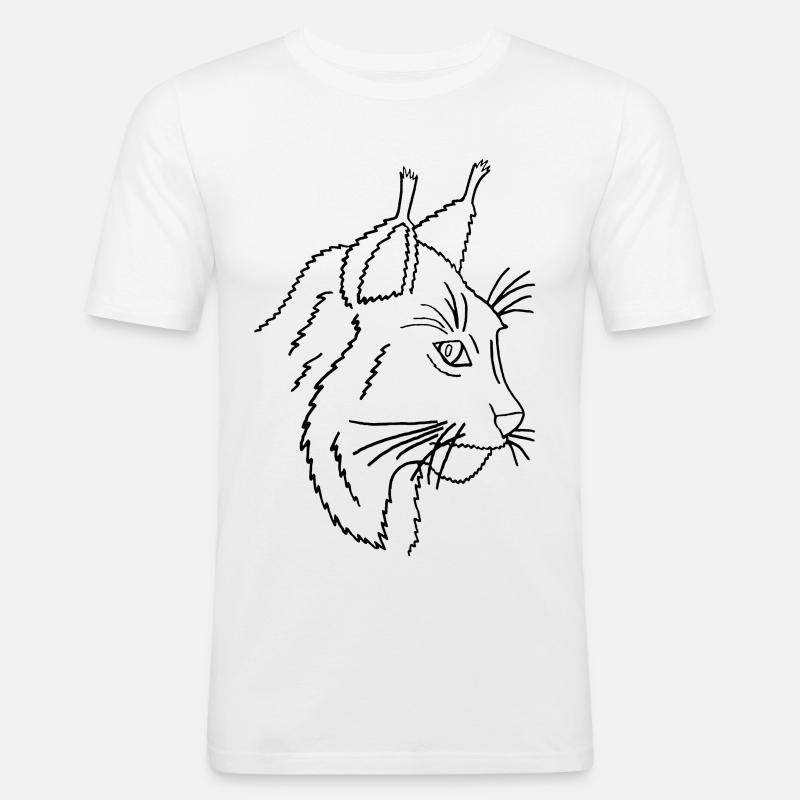 Lynx (schwarze Striche) - Männer Slim Fit T-Shirt - Weiß