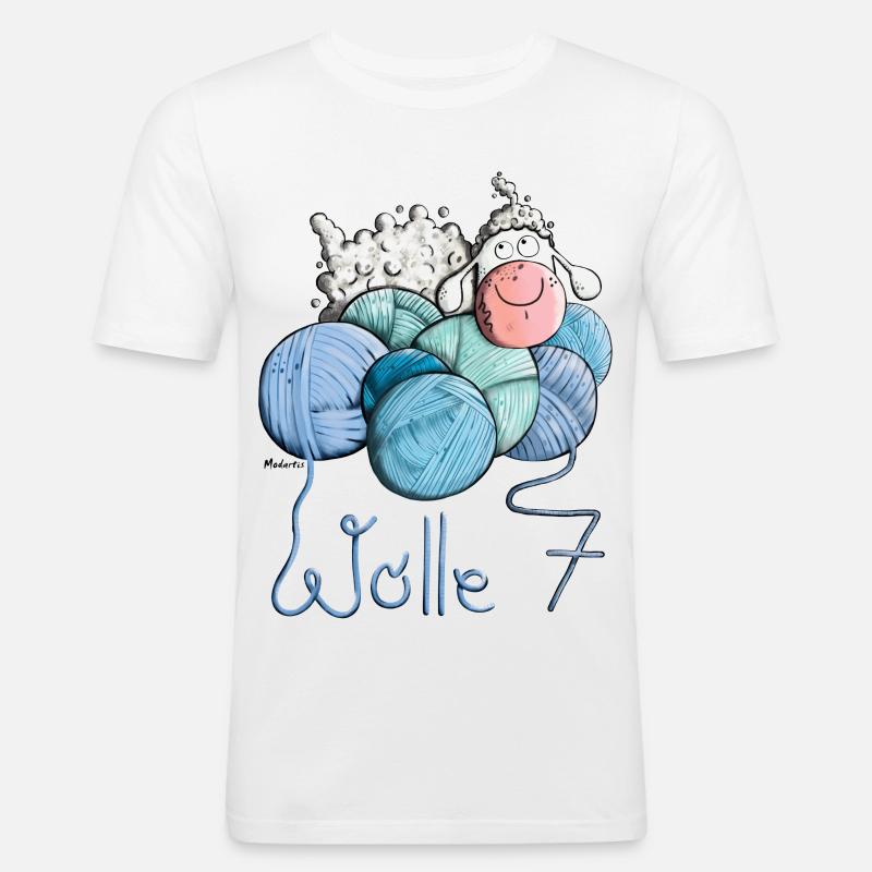 Schaf auf Wolle 7 - Männer Slim Fit T-Shirt - Weiß