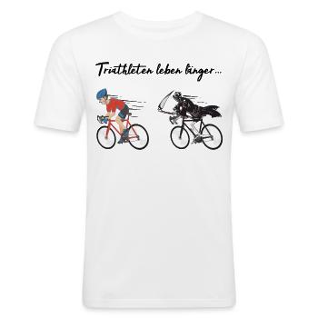 Triathlon - Triathleten leben länger! - Männer Slim Fit T-Shirt - Weiß - Vorne - Nik (191cm)