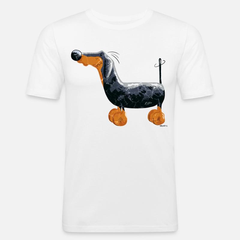 Da steht ein Dackel - Männer Slim Fit T-Shirt - Weiß