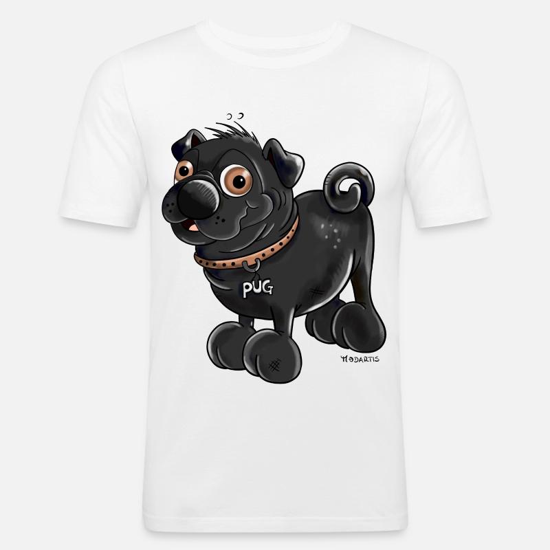 Da kommt ein Mops - Männer Slim Fit T-Shirt - Weiß
