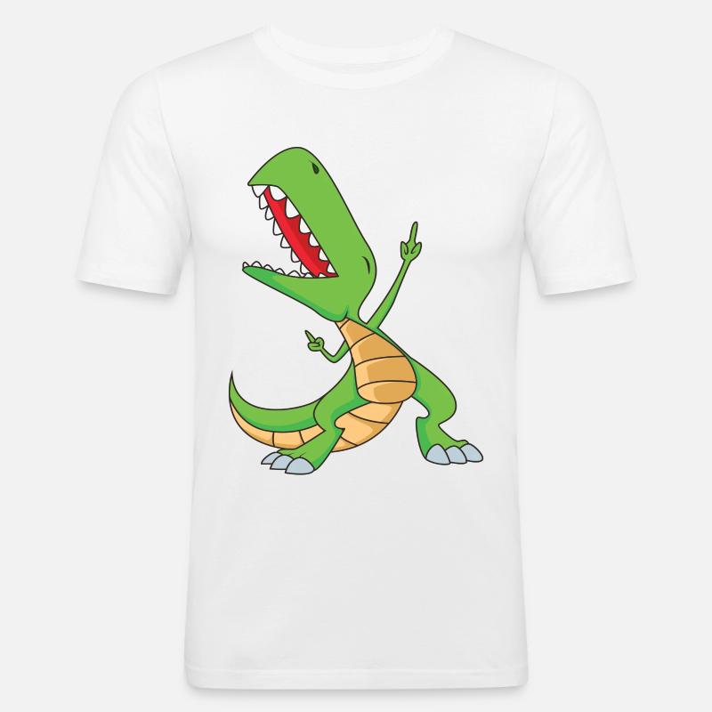 Dabbing T-Rex | Dabbing Dinosaurier - Männer Slim Fit T-Shirt - Weiß