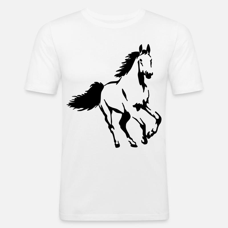 Cavallo Animale Stallone Mare Puledro - Maglietta aderente da uomo - bianco