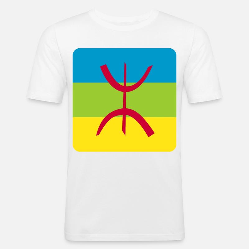 berber flagge aufkleber amazigh ref - Männer Slim Fit T-Shirt - Weiß