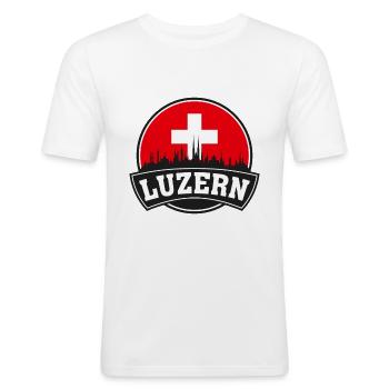 Luzern Switzerland Skyline Travel Souvenir Swiss F - Men's Slim Fit T-Shirt - white - Front - Nik (191cm)