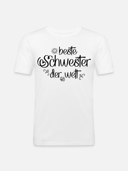 Lustige Schwester - Männer Slim Fit T-Shirt - Weiß