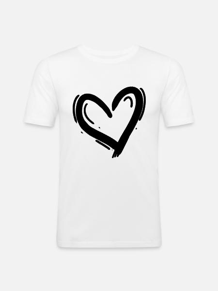 Coeur Noir - T-shirt près du corps Homme - blanc