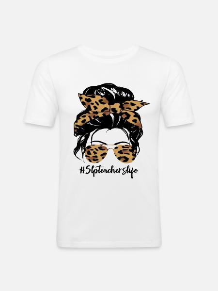 Leopard Bow Hair & Sunglasses - Men's Slim Fit T-Shirt - white
