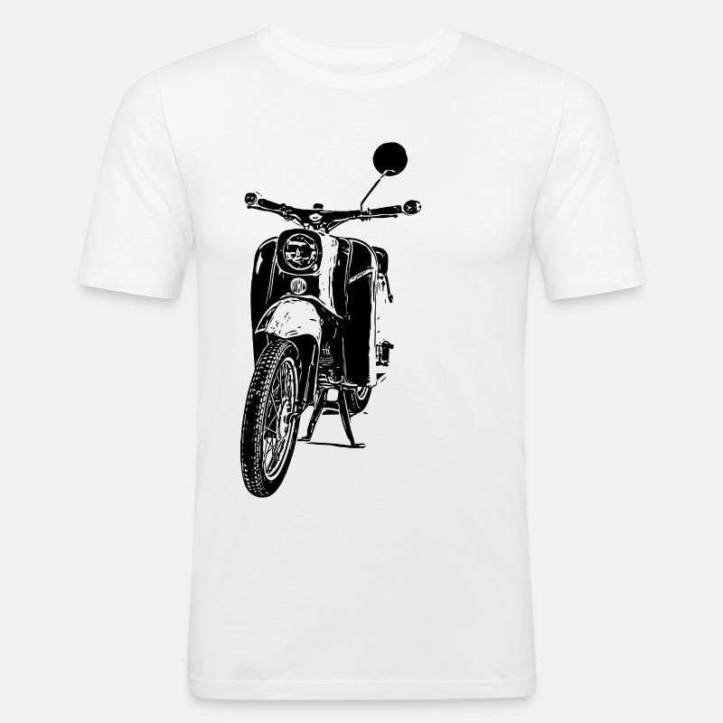 Schwalbe Moped - Männer Slim Fit T-Shirt - Weiß