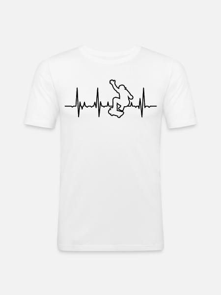 Skateboarding Heartbeat - Men's Slim Fit T-Shirt - white