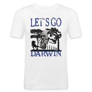 Charles Darwin Evolution textile Geschenkidee - Männer Slim Fit T-Shirt - Weiß - Vorne - Nik (191cm)