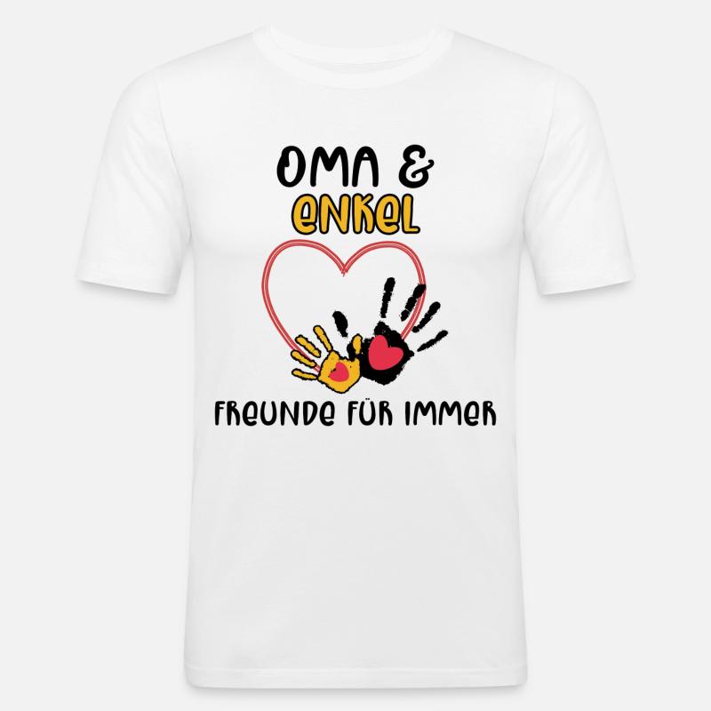 Großmutter Enkel Statement Oma - Männer Slim Fit T-Shirt - Weiß