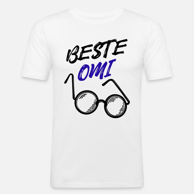 Oma Großmutter Beste Omi Brille Statement - Männer Slim Fit T-Shirt - Weiß