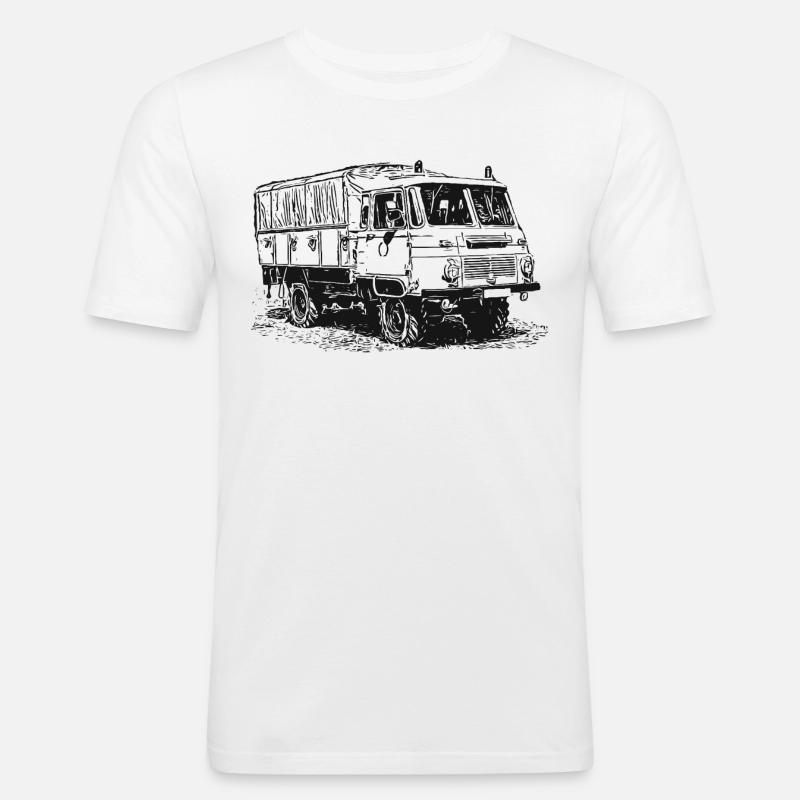 Robur LO LD MTW mit Blaulicht - Männer Slim Fit T-Shirt - Weiß